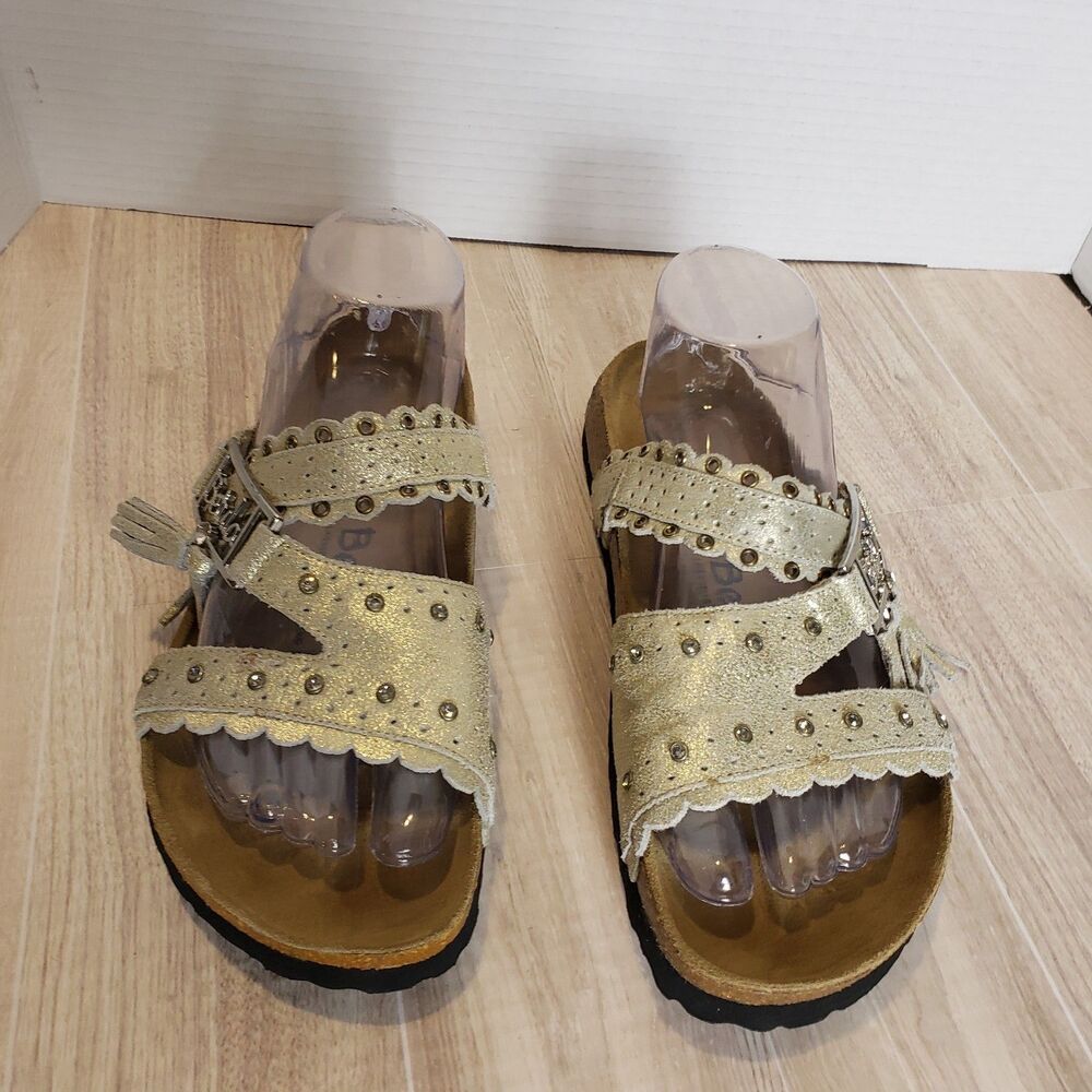 Betula Birkenstock Krystle Gold Leather Sandals Women’s EU 38.5 US 8 Boho Studde - Picture 2 of 8